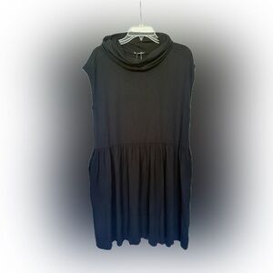 Lilla P Cowl Neck Mini Dress NWT Viscose Black